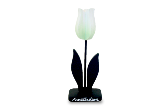 Houten tulp op voet white