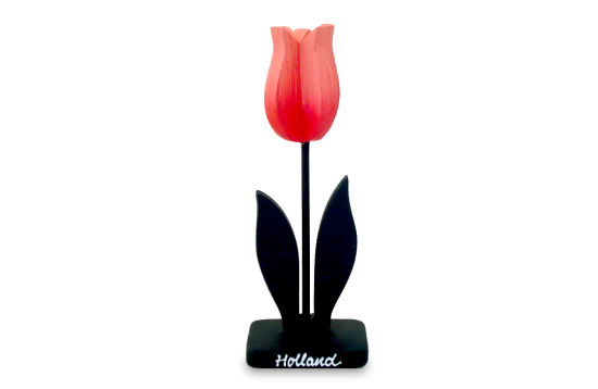 Houten tulp op voetlight red 0